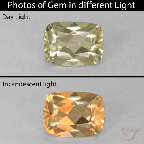 0.96ct Naturale Giallo chiaro Diaspro cangiante, Cuscino, VVS-VS