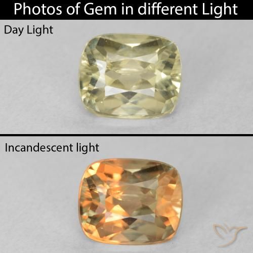 0.96ct Naturale Giallo chiaro Diaspro cangiante, Cuscino, VVS-VS