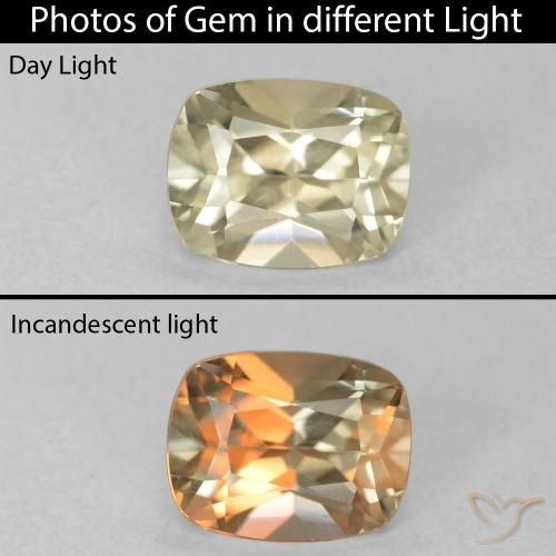 0.86ct Naturale Giallo Beige Diaspro cangiante, Cuscino, VVS-VS