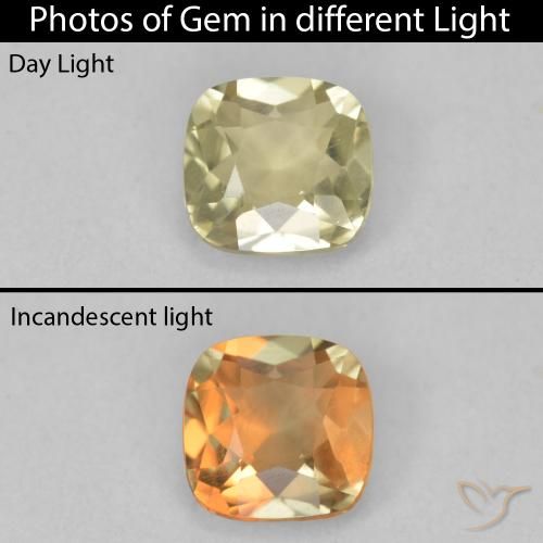 1.06ct Naturale Giallo chiaro Diaspro cangiante, Cuscino, VVS-VS