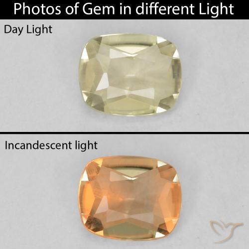 0.41ct Naturale Giallo chiaro Diaspro cangiante, Cuscino, VVS-VS