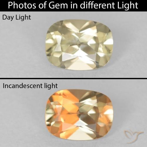 0.48ct Naturale Giallo chiaro Diaspro cangiante, Cuscino, VVS-VS