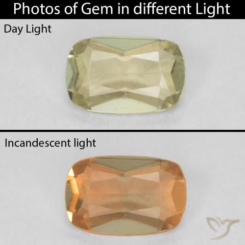 0.59ct Naturale Giallo chiaro Diaspro cangiante, Cuscino, VVS-VS
