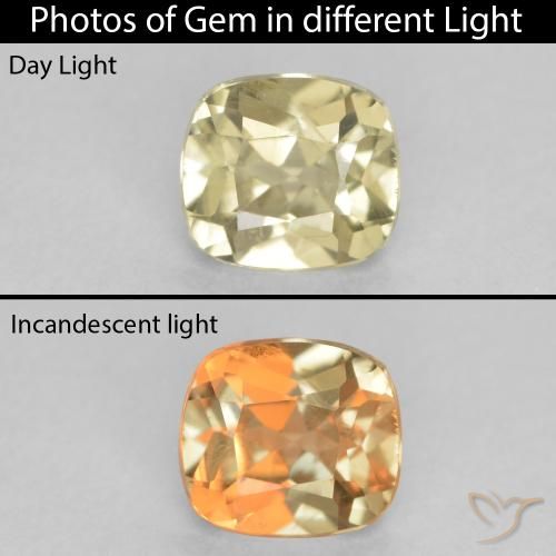 0.69ct Naturale Giallo chiaro Diaspro cangiante, Cuscino, VVS-VS