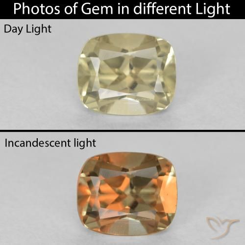 0.71ct Naturale Giallo molto chiaro Diaspro cangiante, Cuscino, VVS-VS