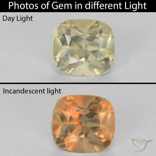 0.64ct Naturale Giallo molto chiaro Diaspro cangiante, Cuscino, VVS-VS