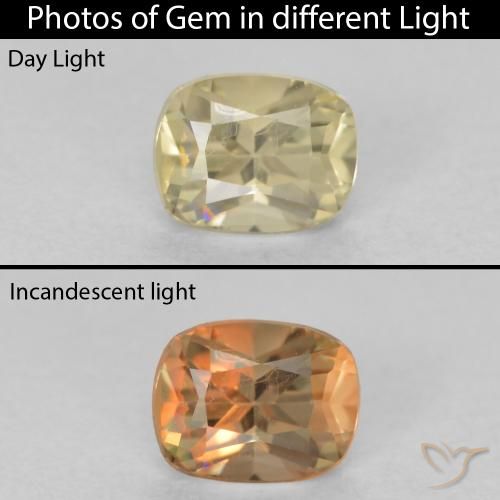 0.53ct Naturale Giallo chiaro Diaspro cangiante, Cuscino, VVS-VS