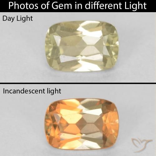 0.74ct Naturale Giallo chiaro Diaspro cangiante, Cuscino, VVS-VS