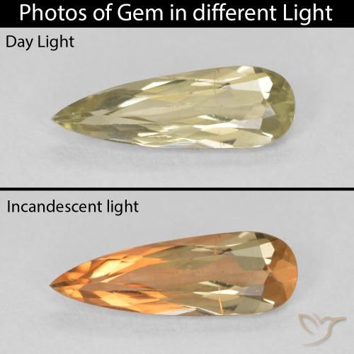 1.22ct Naturale Giallo medio Diaspro cangiante, Forma a pera, VVS-VS