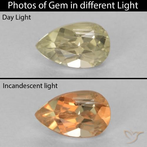 0.41ct Naturale Giallo medio Diaspro cangiante, Forma a pera, VS