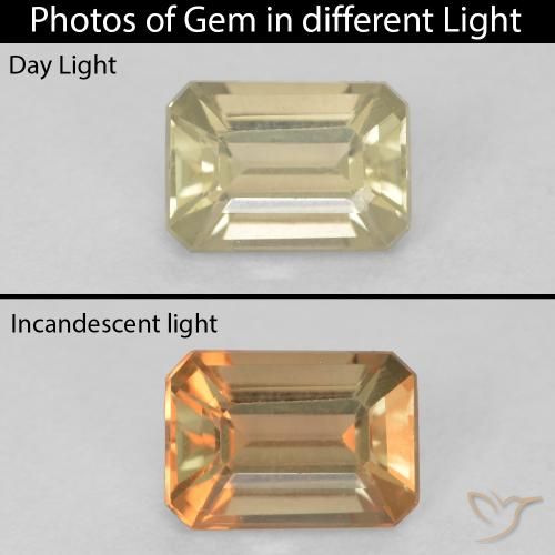 0.86ct Naturale Giallo morbido Diaspro cangiante, Taglio smeraldo, VVS-VS