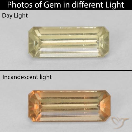1.12ct Naturale Giallo morbido Diaspro cangiante, Taglio smeraldo, VVS-VS