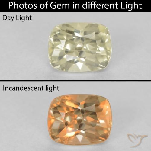 0.73ct Naturale Giallo chiaro Diaspro cangiante, Cuscino, VS