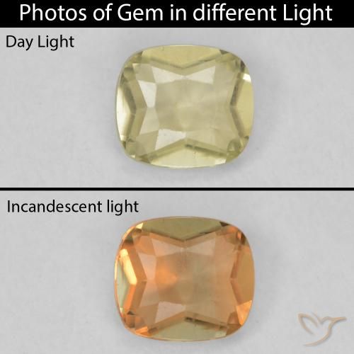 0.49ct Naturale Giallo morbido Diaspro cangiante, Cuscino, VS