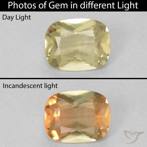 Diaspro cangiante Giallo chiaro naturale da 0.77 ct, Cuscino, VS