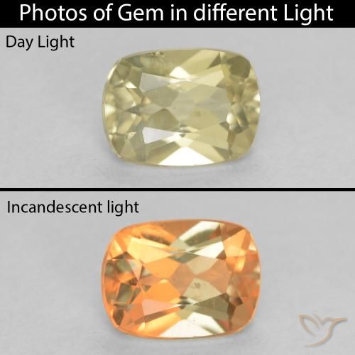 Diaspro cangiante Giallo chiaro naturale da 0.78 ct, Cuscino, VS