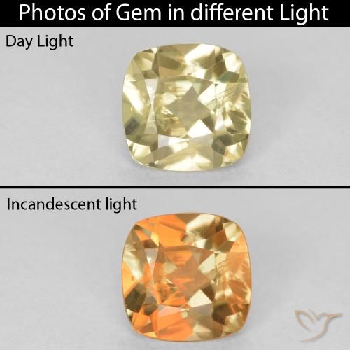 1.20ct Naturale Giallo chiaro Diaspro cangiante, Cuscino, VS