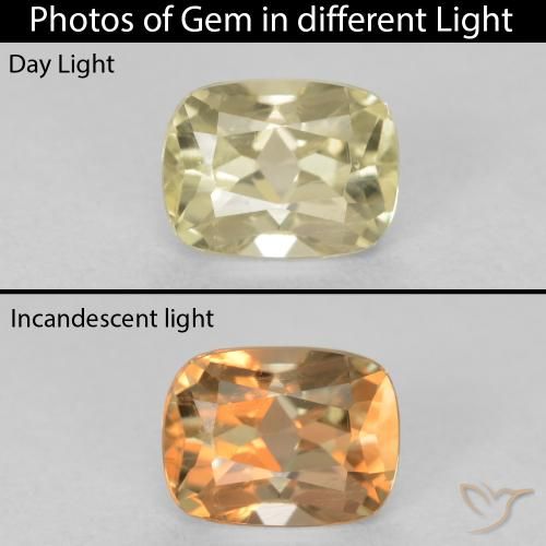 0.93ct Naturale Giallo chiaro Diaspro cangiante, Cuscino, VS