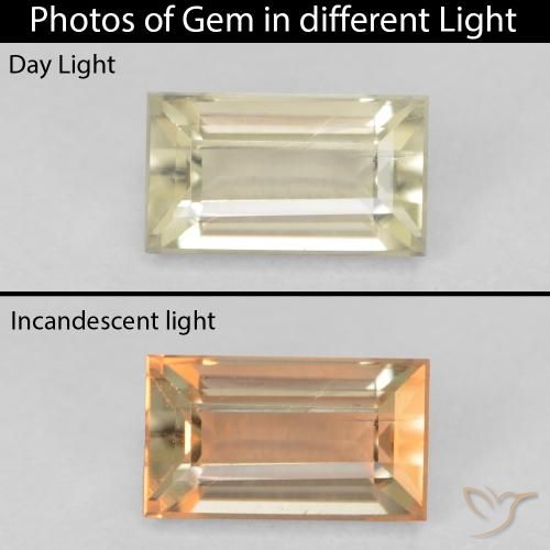 0.90ct Naturale Giallo molto chiaro Diaspro cangiante, Taglio a baguette, VS