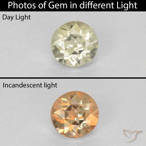 0.30ct Naturale Giallo chiaro Diaspro cangiante, Rotondo, VS