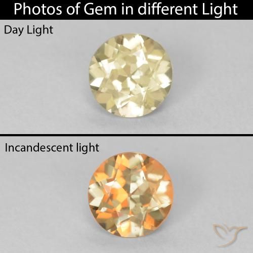 0.57ct Naturale Giallo chiaro Diaspro cangiante, Rotondo, VS