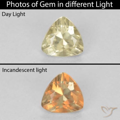 0.42ct Naturale Giallo chiaro Diaspro cangiante, Taglio trillion, VS