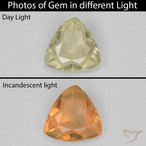 0.55ct Naturale Giallo Beige Diaspro cangiante, Taglio trillion, VS