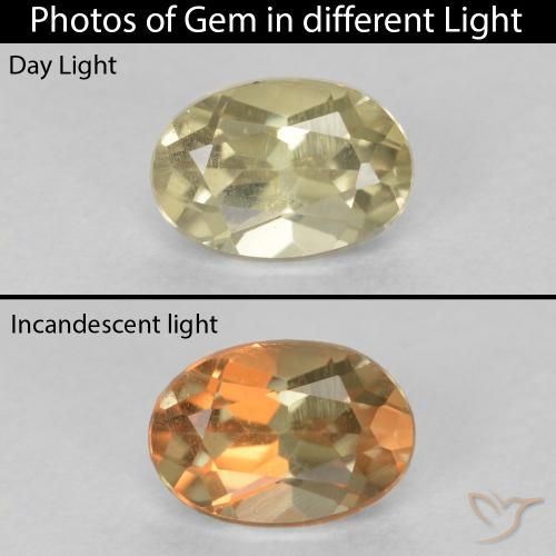 0.67ct Naturale Giallo molto chiaro Diaspro cangiante, Ovale, VS