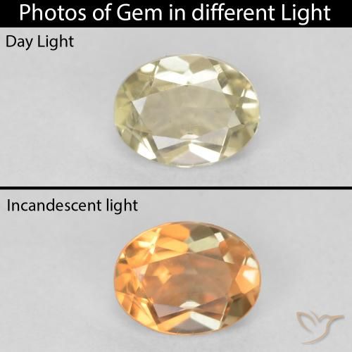 0.41ct Naturale Giallo chiaro Diaspro cangiante, Ovale, VS