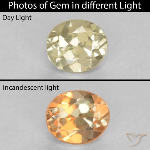 0.35ct Naturale Giallo chiaro Diaspro cangiante, Ovale, VS
