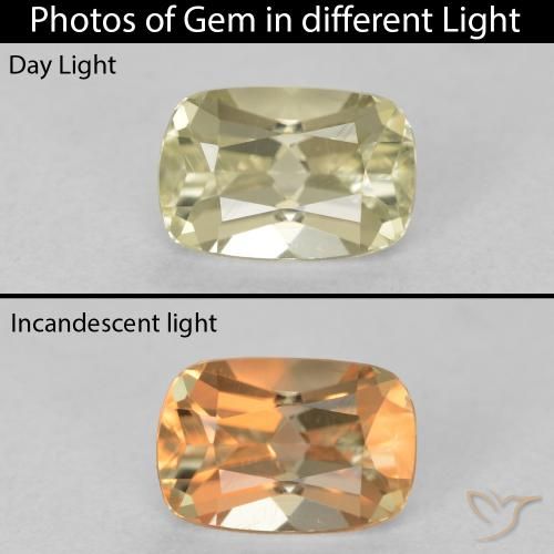 0.97ct Naturale Giallo chiaro Diaspro cangiante, Cuscino, VVS