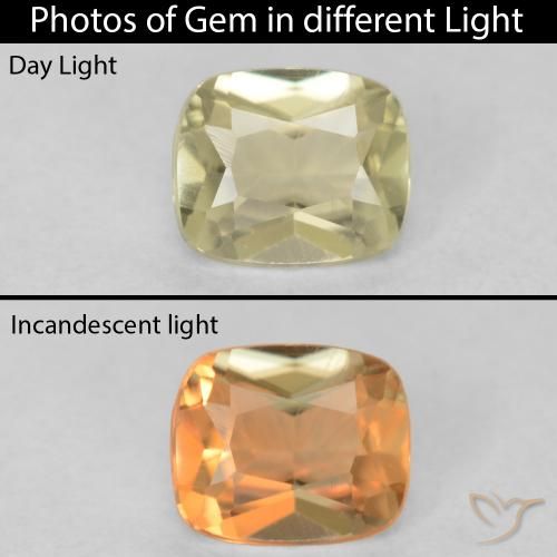0.56ct Naturale Giallo chiaro Diaspro cangiante, Cuscino, VVS