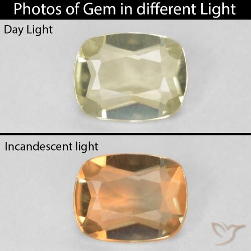 0.50ct Naturale Giallo chiaro Diaspro cangiante, Cuscino, VVS