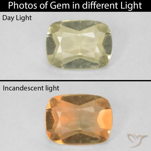 0.76ct Naturale Giallo chiaro Diaspro cangiante, Cuscino, VVS