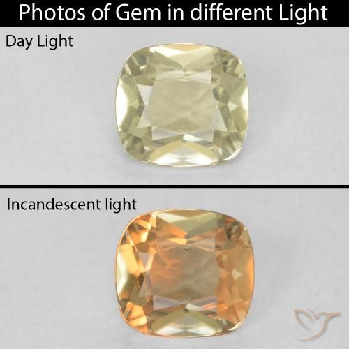 1.04ct Naturale Giallo chiaro Diaspro cangiante, Cuscino, VVS
