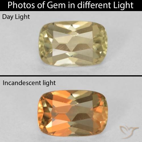 1.01ct Naturale Giallo chiaro Diaspro cangiante, Cuscino, VVS