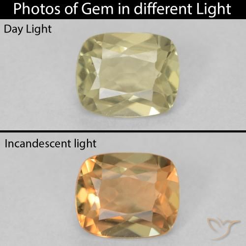 0.75ct Naturale Giallo chiaro Diaspro cangiante, Cuscino, VVS