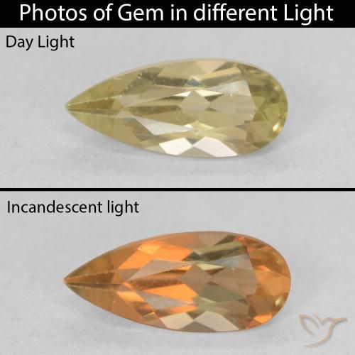 0.80ct Naturale Giallo chiaro Diaspro cangiante, Forma a pera, VVS-VS