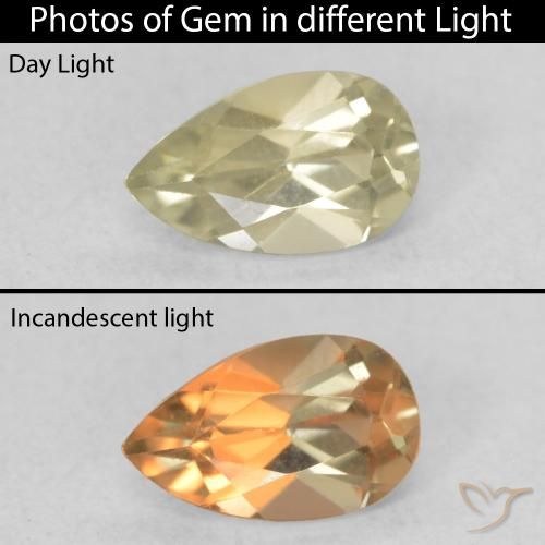 0.49ct Naturale Giallo morbido Diaspro cangiante, Forma a pera, VVS