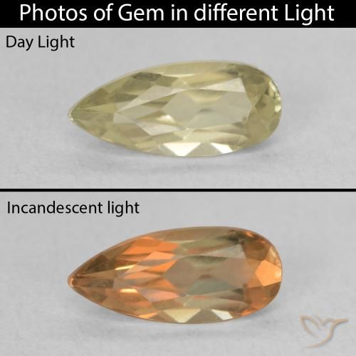 0.97ct Naturale Giallo verde Diaspro cangiante, Forma a pera, VVS