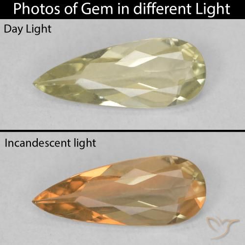 0.61ct Naturale Giallo chiaro Diaspro cangiante, Forma a pera, VVS