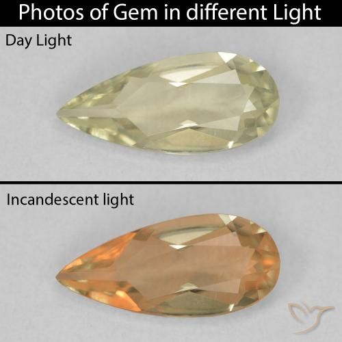 0.91ct Naturale Giallo medio Diaspro cangiante, Forma a pera, VVS