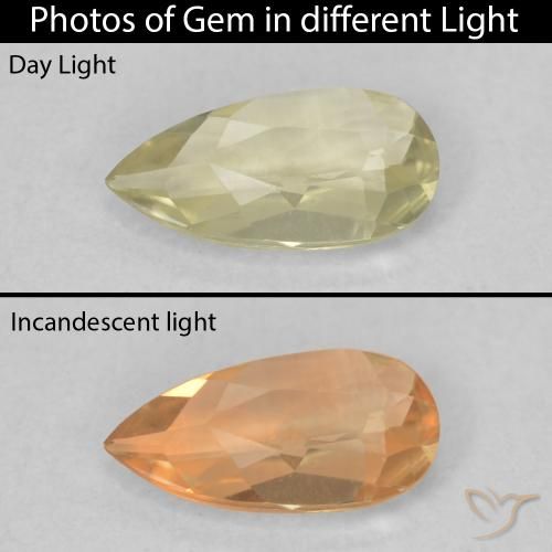 0.46ct Naturale Giallo chiaro Diaspro cangiante, Forma a pera, VVS