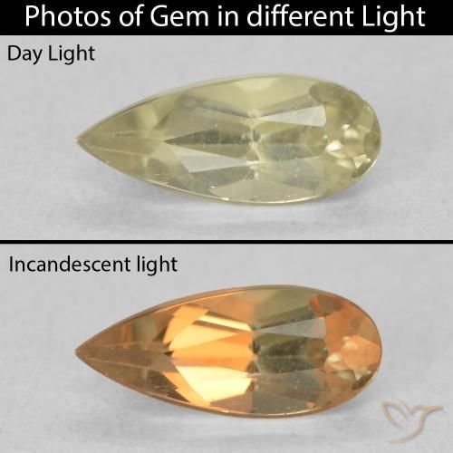 0.66ct Naturale Giallo morbido Diaspro cangiante, Forma a pera, VVS