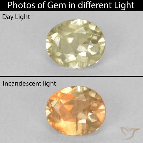0.76ct Naturale Giallo chiaro Diaspro cangiante, Ovale, VS-SI