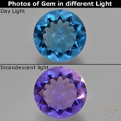 10.75ct Naturale Blu scuro Fluorite che cambia colore, Rotondo, VS