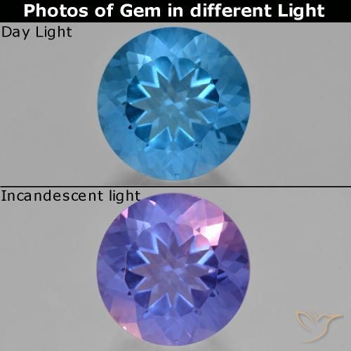 10.93ct Naturale Blu navy Fluorite che cambia colore, Rotondo, VS