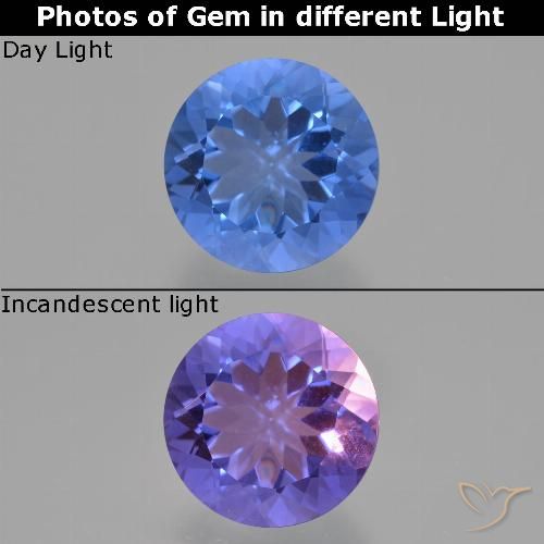 13.97ct Naturale Blu navy Fluorite che cambia colore, Rotondo, VS