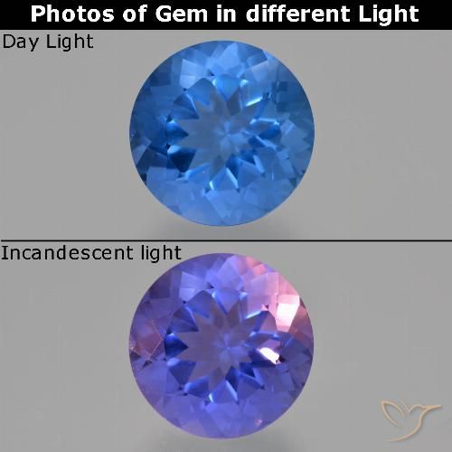 15.04ct Naturale Blu scuro Fluorite che cambia colore, Rotondo, VS