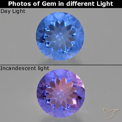 13.91ct Naturale Blu navy Fluorite che cambia colore, Rotondo, VS